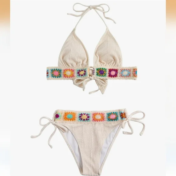 Colorful Crochet Trim Bikini - Picture 1 of 5